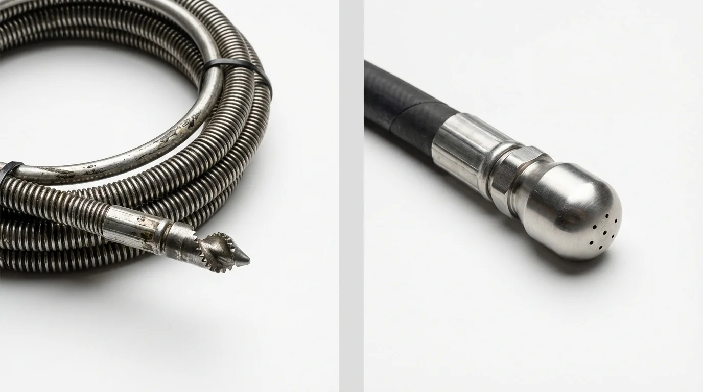 Drain snake cable and hydro jetting nozzle used for drain cleaning in Grand Island, NE