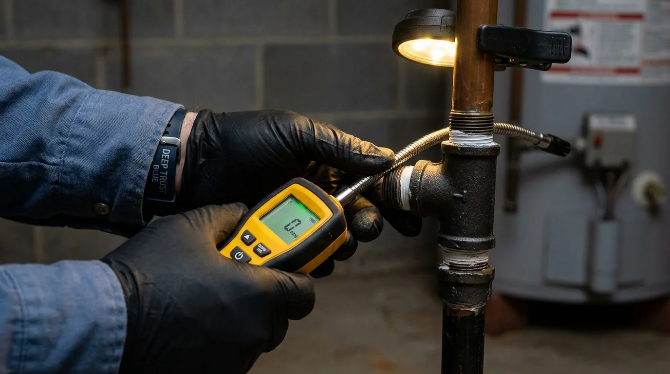 Gas leak detection with electronic sniffer by Johns Plumbing LLC in Grand Island